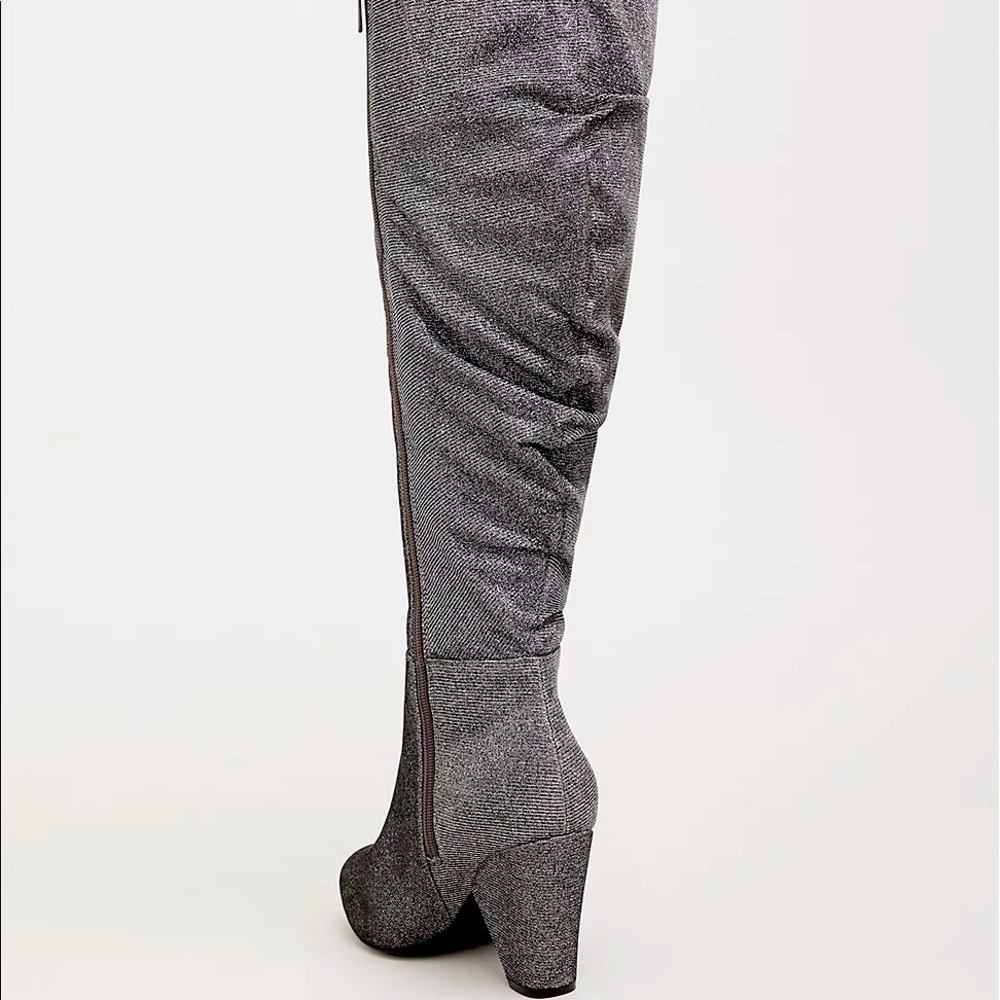 Torrid, Silver Sparkle Slouch Boot (Wide Width & Wide Calf), holiday, New Years